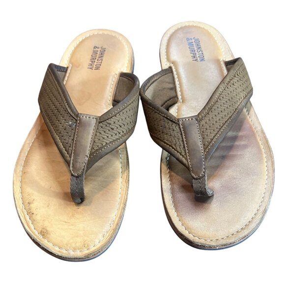 Johnston & Murphy Norris Thong Leather Flip Flops women’s 7 boys 5 - Picture 1 of 4